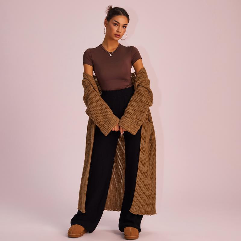 Joyfunear Women'S Autumn and Winter Knitted Long Sleeved Hoodie Casual Home Cardigan Long Sweater with Pockets