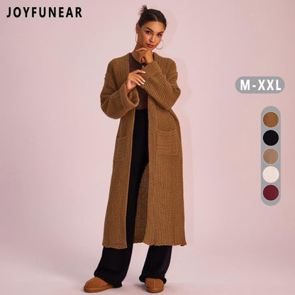Joyfunear Women'S Autumn and Winter Knitted Long Sleeved Hoodie Casual Home Cardigan Long Sweater with Pockets