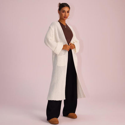 Joyfunear Women'S Autumn and Winter Knitted Long Sleeved Hoodie Casual Home Cardigan Long Sweater with Pockets